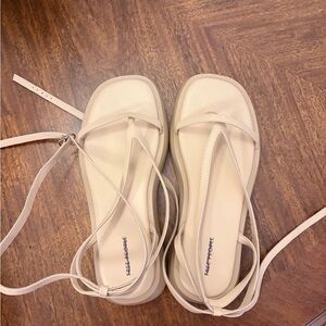 Free people size 8.5 tan wrap platform Sandals